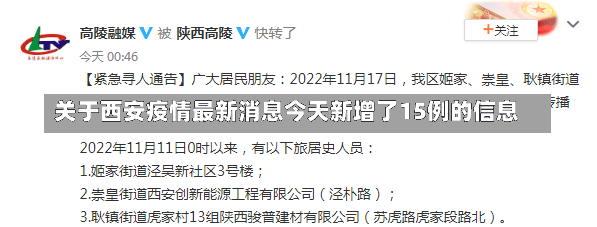 关于西安疫情最新消息今天新增了15例的信息-第1张图片