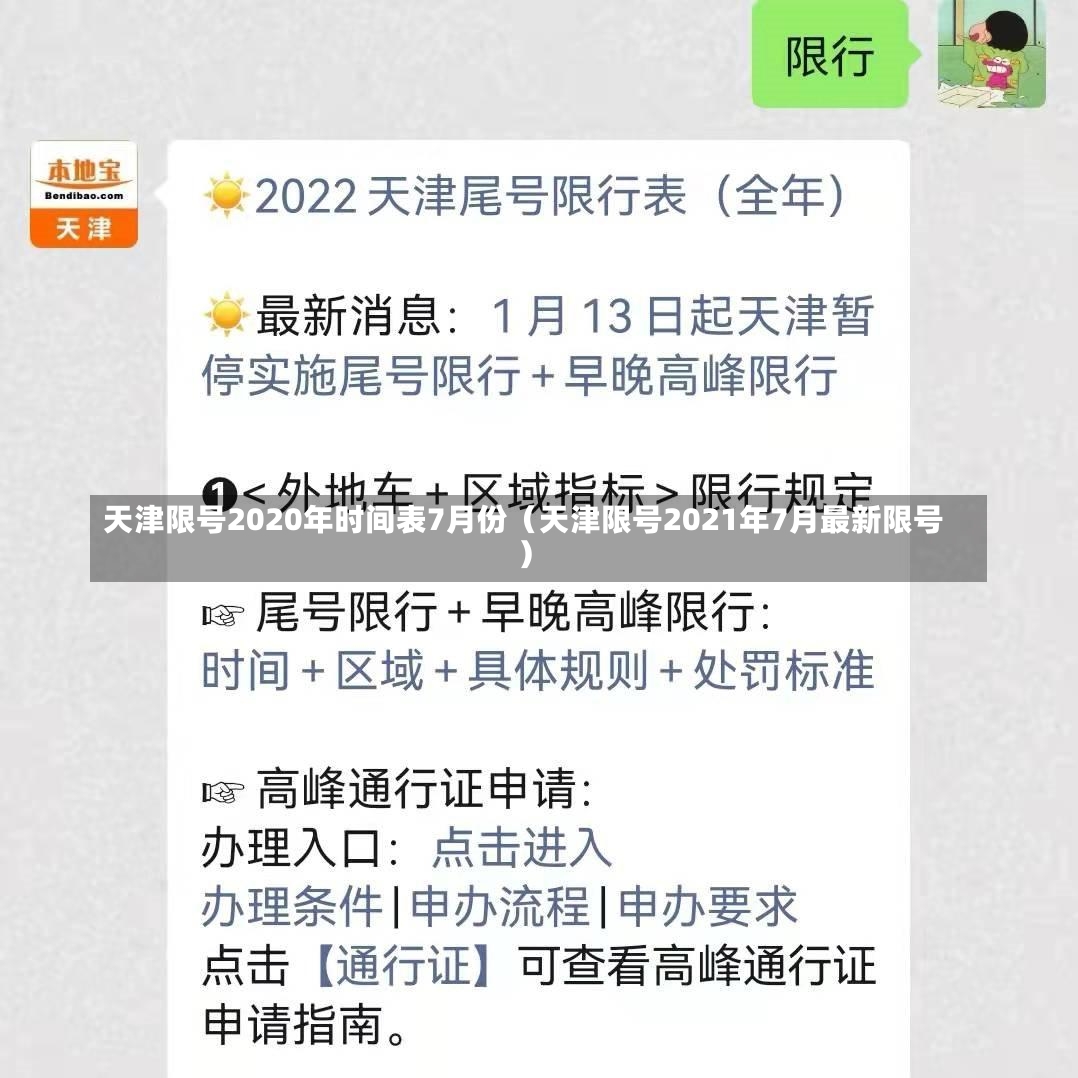 天津限号2020年时间表7月份（天津限号2021年7月最新限号）