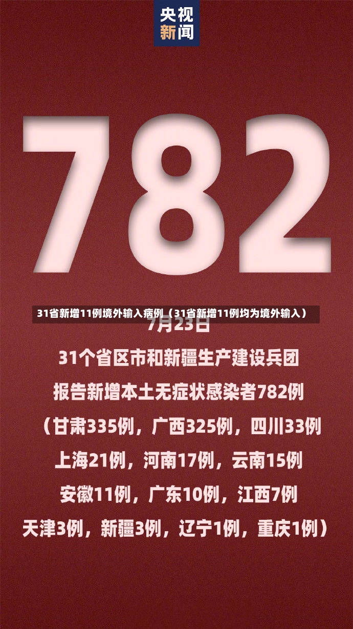 31省新增11例境外输入病例（31省新增11例均为境外输入）