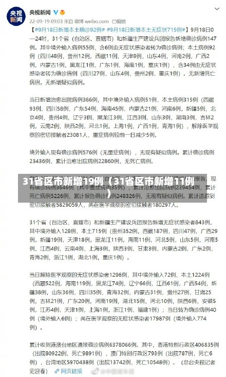 31省区市新增19例（31省区市新增11例）-第1张图片