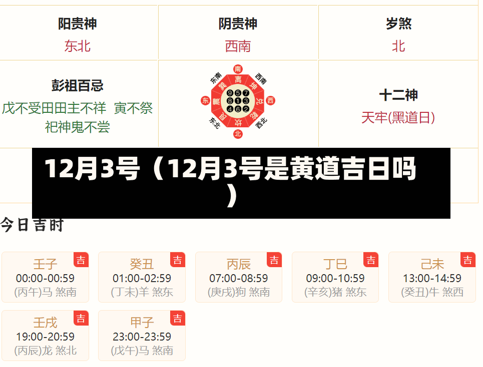 12月3号（12月3号是黄道吉日吗）