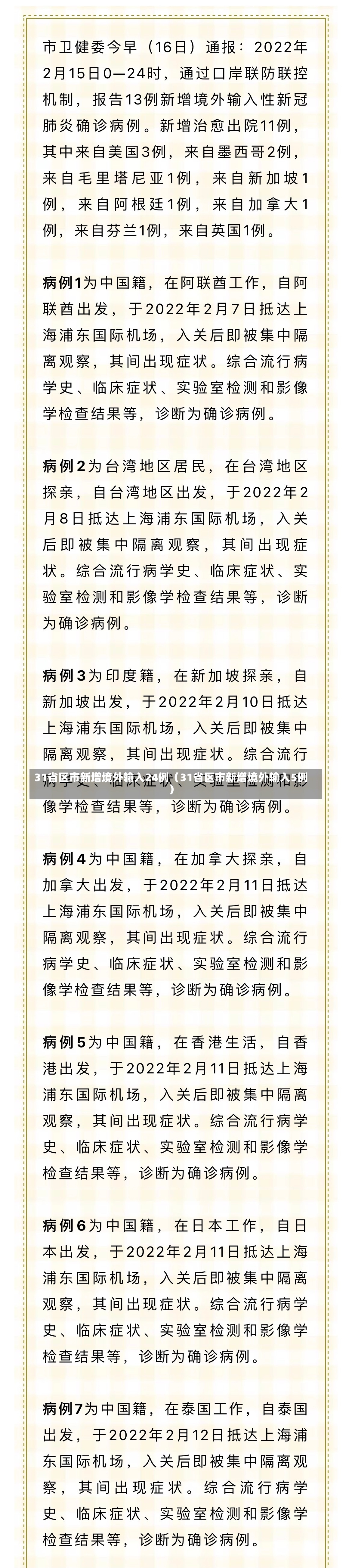 31省区市新增境外输入24例（31省区市新增境外输入5例）-第2张图片