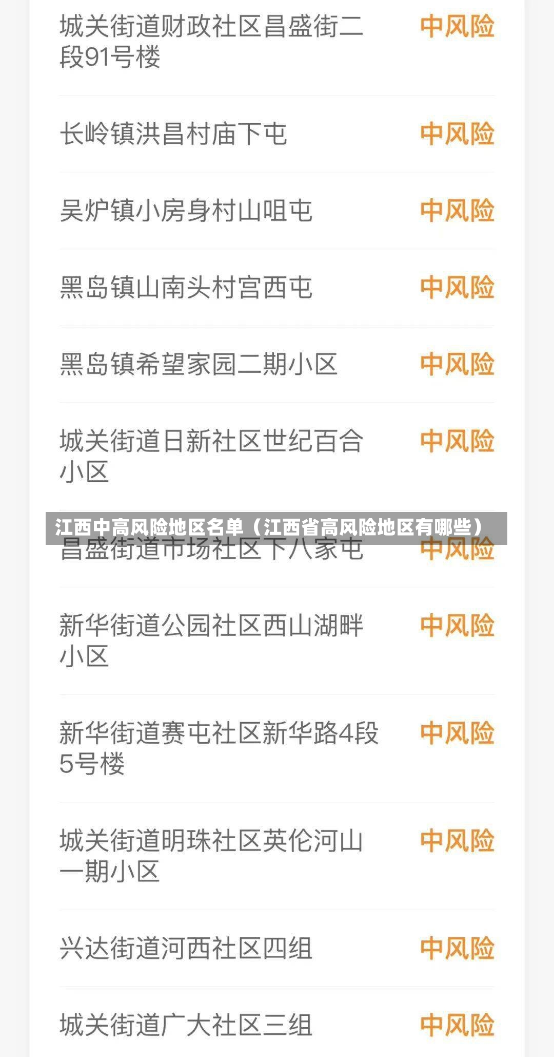 江西中高风险地区名单（江西省高风险地区有哪些）-第3张图片