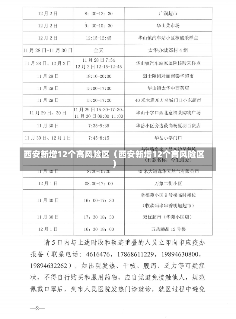 西安新增12个高风险区（西安新增12个高风险区）