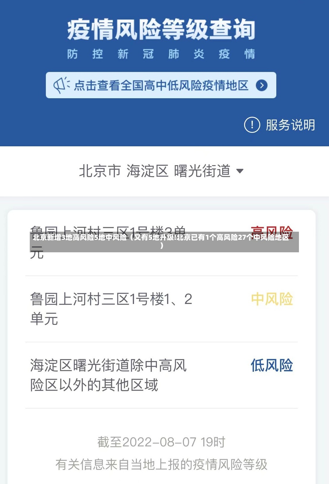 北京新增3地高风险5地中风险（又有5地升级!北京已有1个高风险27个中风险地区）-第2张图片