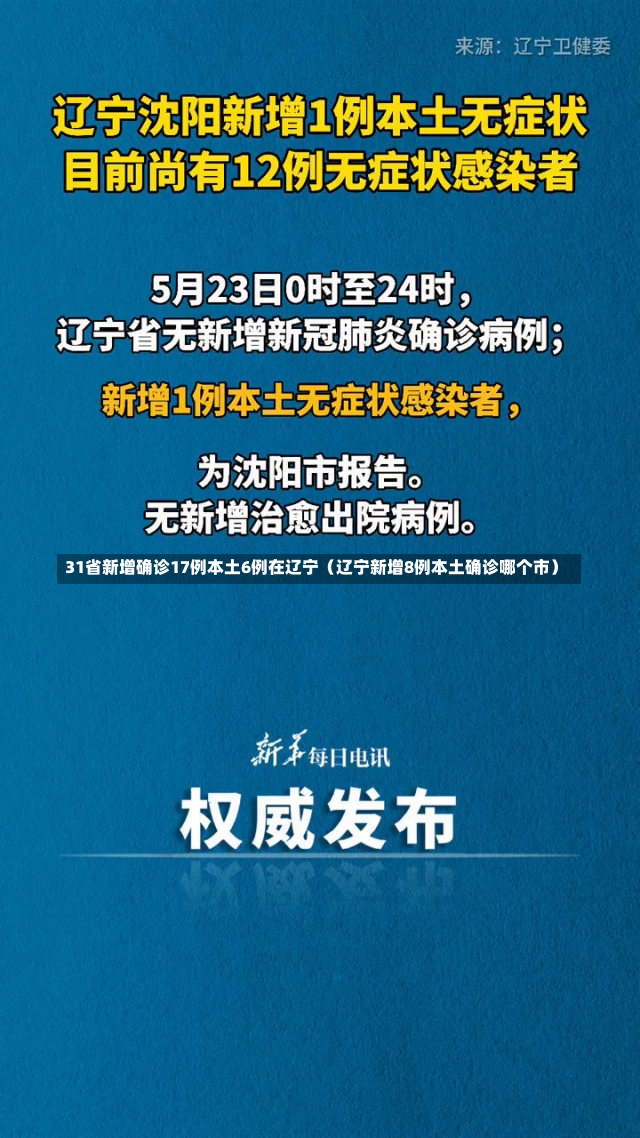 31省新增确诊17例本土6例在辽宁（辽宁新增8例本土确诊哪个市）